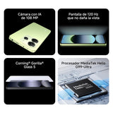 XIAOMI Redmi Note 14 - Smartphone de 6+128GB, Pantalla de 6.67" AMOLED FHD+ 120Hz, MediaTek Helio G99-Ultra, cámara de 108MP, TurboCharge 33W, 5500 mAh, Cargador no Incluido, Verde (Versión ES)