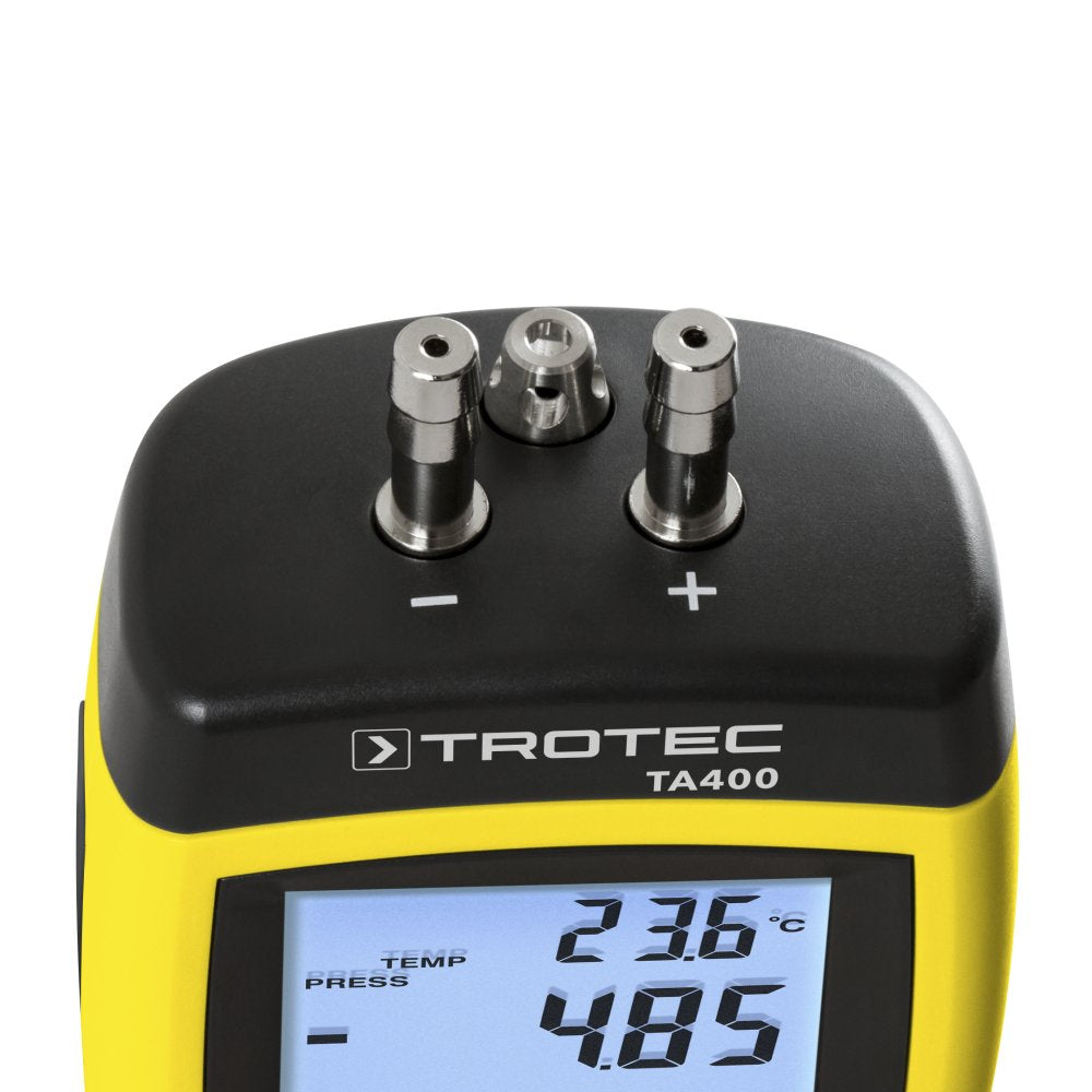 TROTEC Anemómetro de tubo de Pitot TA400 incl. certificado de calibración, Anemómetro profesional para medir la velocidad, flujo, presión y temperatura del aire