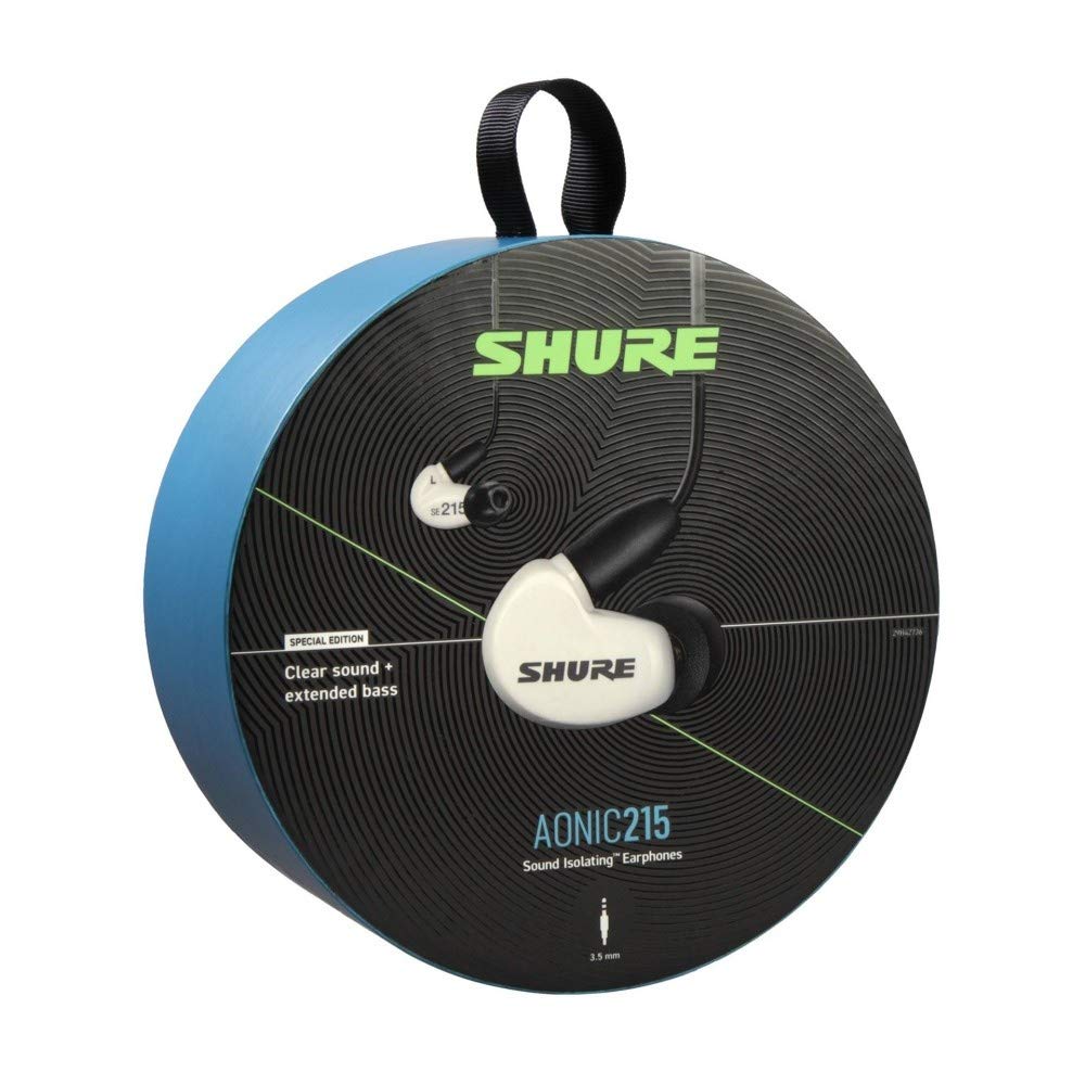 Shure Auriculares AONIC 215 con Aislamiento de Sonido con Cable, Sonido nítido, transductor único, Ajuste intraural, Cable Desmontable, Compatible con Dispositivos Apple y Android - Color Blanco