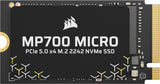 Corsair MP700 Micro 2TB PCIe 5.0 NVMe M.2 2242 SSD – hasta 10.000 MB/s de Lectura, 8.500 MB/s de Escritura – Velocidad Gen5 para Portátiles y Mini PC – Negro
