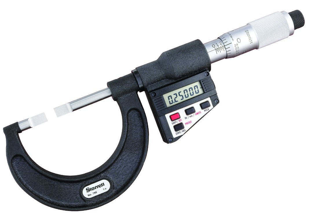 Starrett 786P-3 - Pantalla LCD tipo cuchilla de micrometro, no giratoria, entrelazado plano, rango de 5,08 cm, graduación de 0,0005 pulgadas