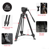 Manfrotto 500x Kit de Vídeo, Rótula Fluida y Trípode de Doble Tubo de Aluminio, Carga 5 Kg, Base Plana, Separador Medio, Placa Rápida, Vertical/Horizontal, Bolsa Incluida
