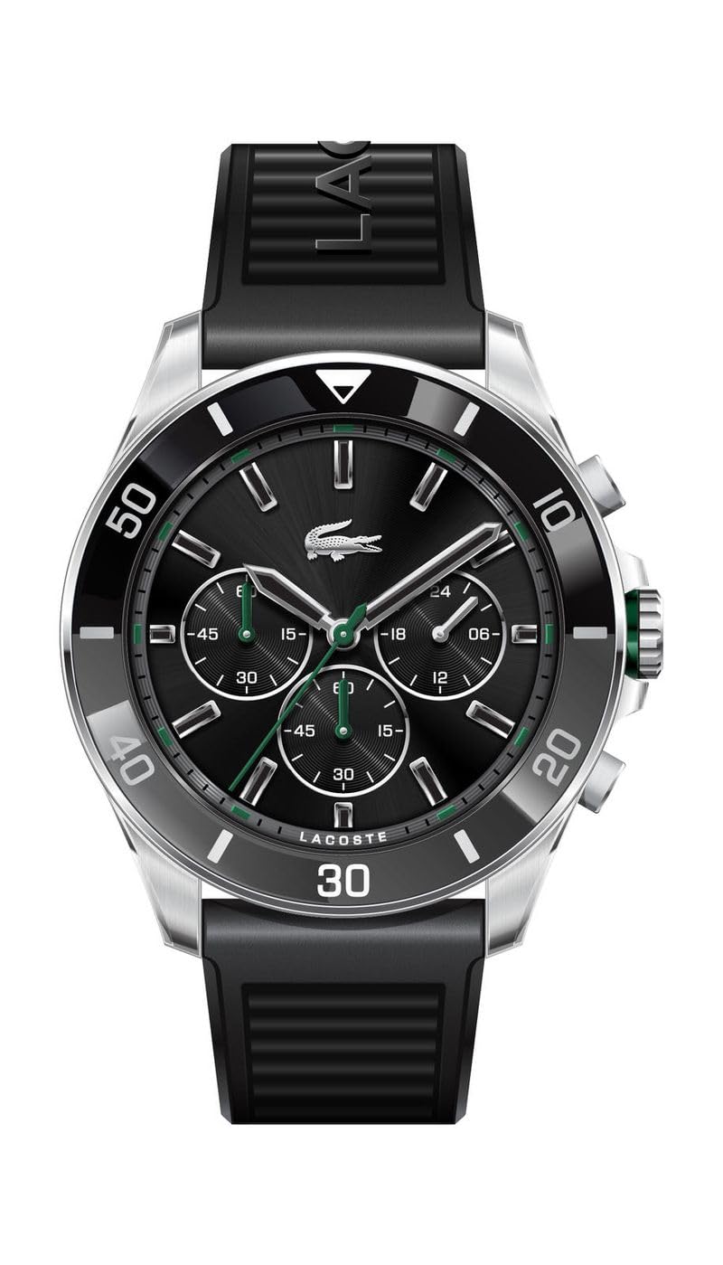 Lacoste Reloj Cronógrafo de Cuarzo para Hombre Colección TIEBREAKER con Correa de Silicona Negra - 2011152