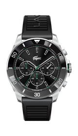 Lacoste Reloj Cronógrafo de Cuarzo para Hombre Colección TIEBREAKER con Correa de Silicona Negra - 2011152