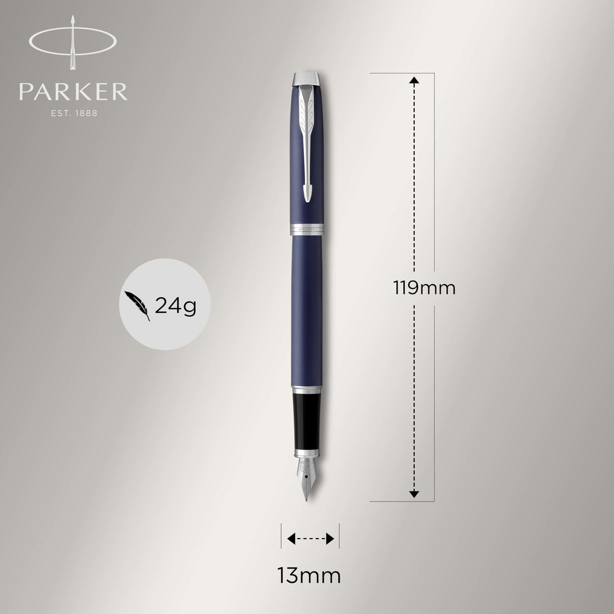 PARKER IM, pluma estilográfica azul mate, con plumín fino y recambio de tinta azul (1931647)