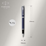 PARKER IM, pluma estilográfica azul mate, con plumín fino y recambio de tinta azul (1931647)