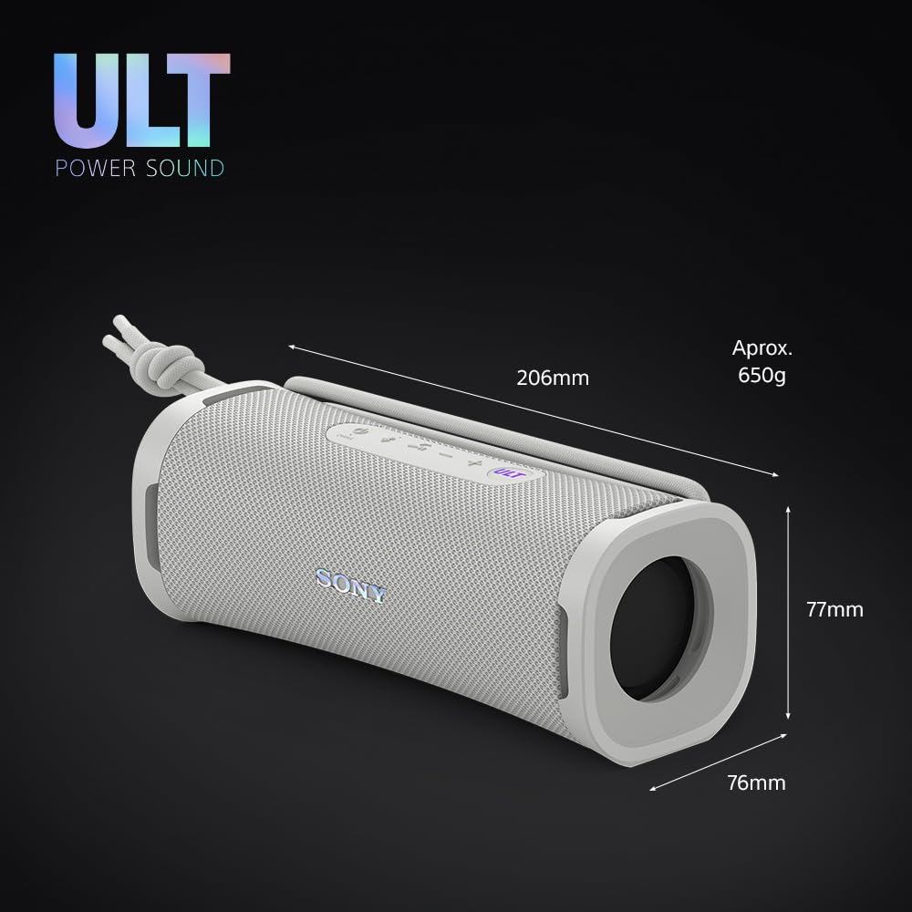 Sony ULT Field 1 Altavoz inalámbrico Bluetooth portátil con ULT Power Sound, Ultimate Deep Bass, IP67, Resistente a los Golpes, 12H de batería, Llamadas nítidas, Blanco Marfil