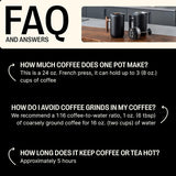 Fellow Cafetera aislada Clara con sistema de filtración mejorado - Prensa francesa portátil de acero inoxidable - Jarra de 24 oz - Negro mate