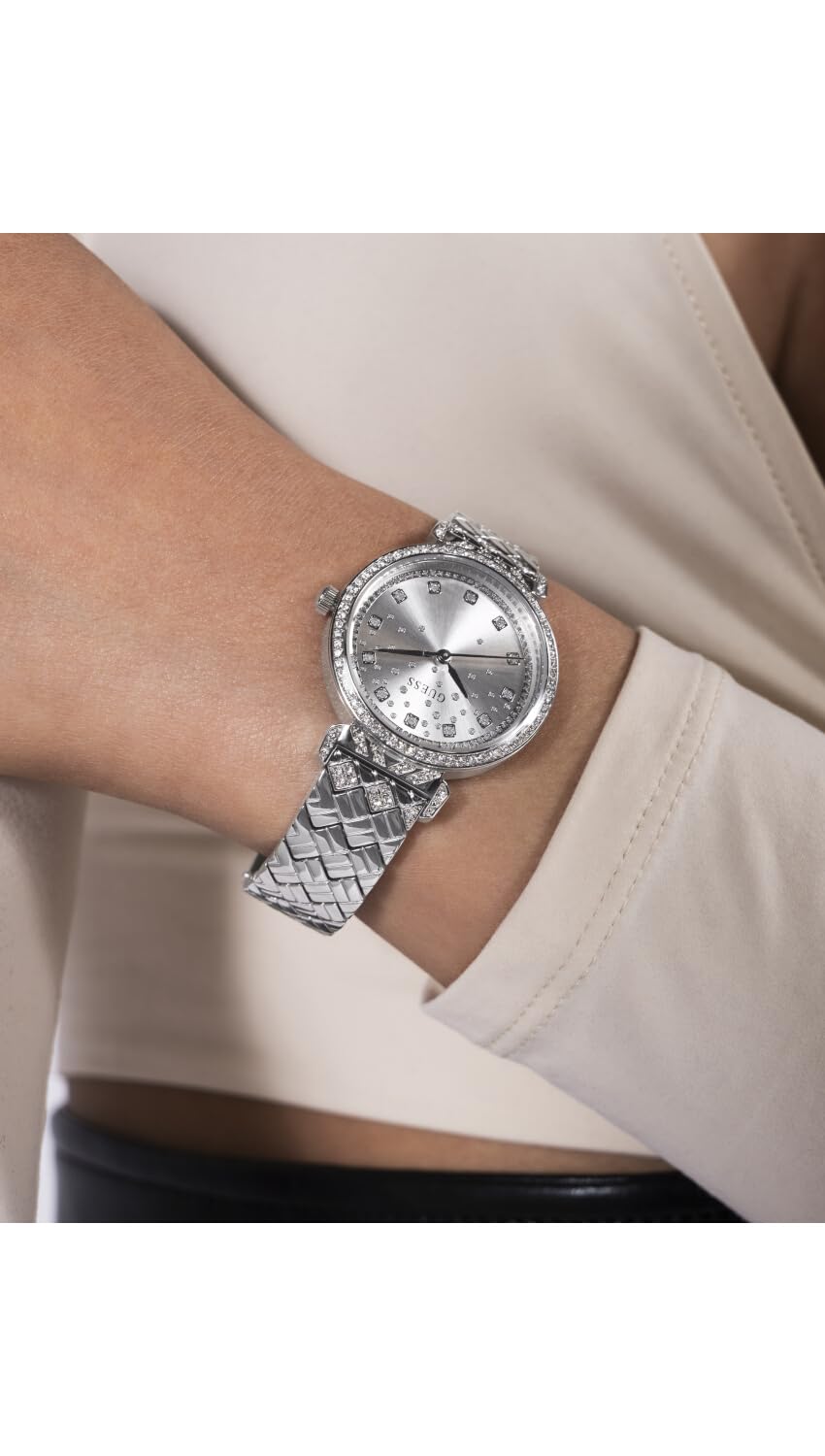Guess Enchantment - Reloj analógico para Mujer, 32 mm de Ancho, Tono Plateado, Tono Plateado, Clásico