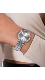 Guess Enchantment - Reloj analógico para Mujer, 32 mm de Ancho, Tono Plateado, Tono Plateado, Clásico