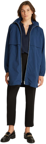 Tommy Hilfiger Cortavientos Mujer Nylon Waisted Cazadora larga, Azul (Night Sky), M