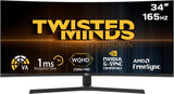 Twisted Minds Monitor para Gaming, Pantalla de 34 Pulgadas Fast IPS - Resolución 2560 x 1440 FHD, frecuencia actualización 165 Hz, relación Aspecto 21:9, Tiempo Respuesta 1 ms - Negro (TM34RWA)