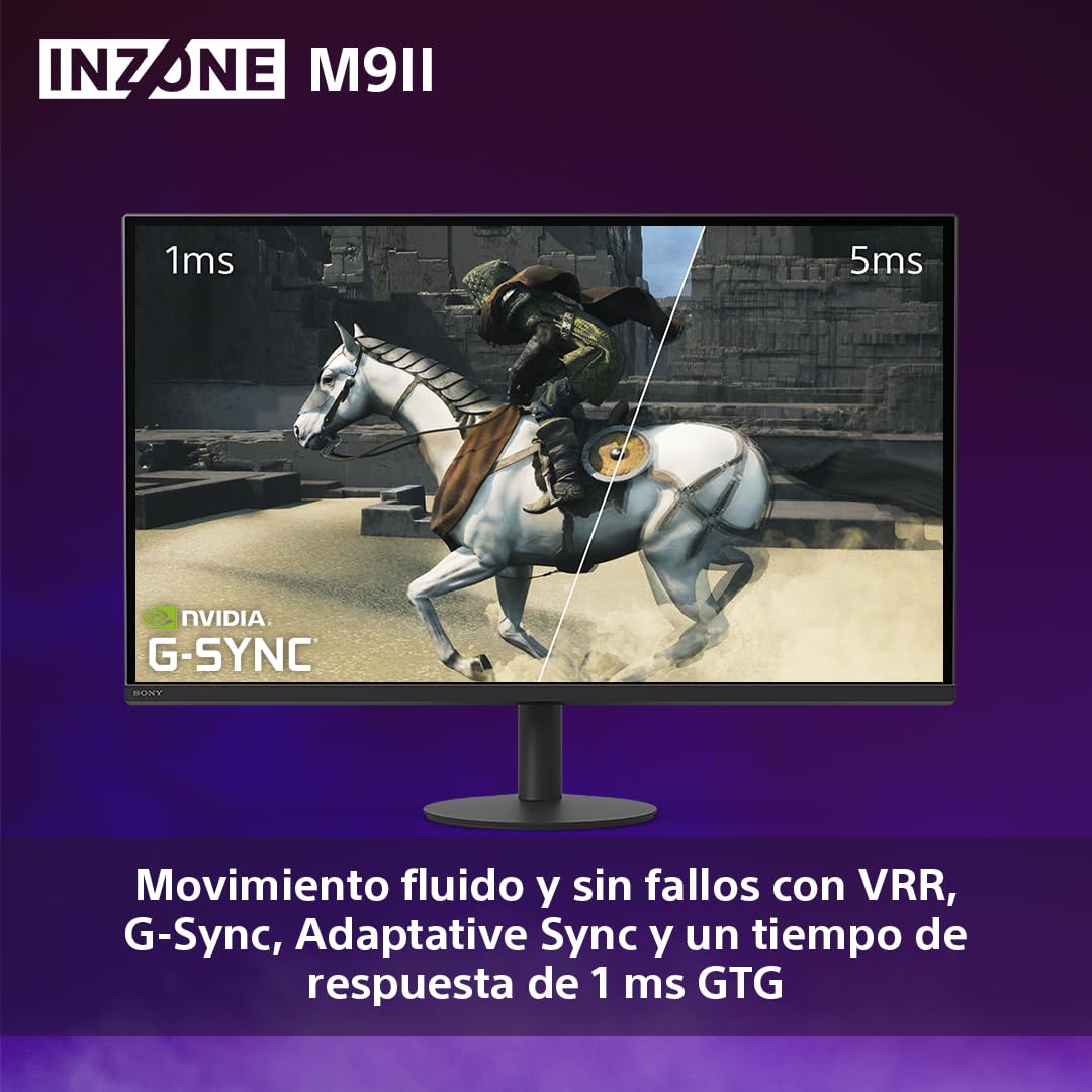 Sony INZONE M9II Monitor Gaming, 27 Pulgadas, 4K Ultra HD: Resolución 2160p, Frecuencia actualización 160 Hz, 1 ms GTG, Espectro DCI-P3 95%, Full Array LED, G-Sync, Adaptive Sync, VRR, Negro