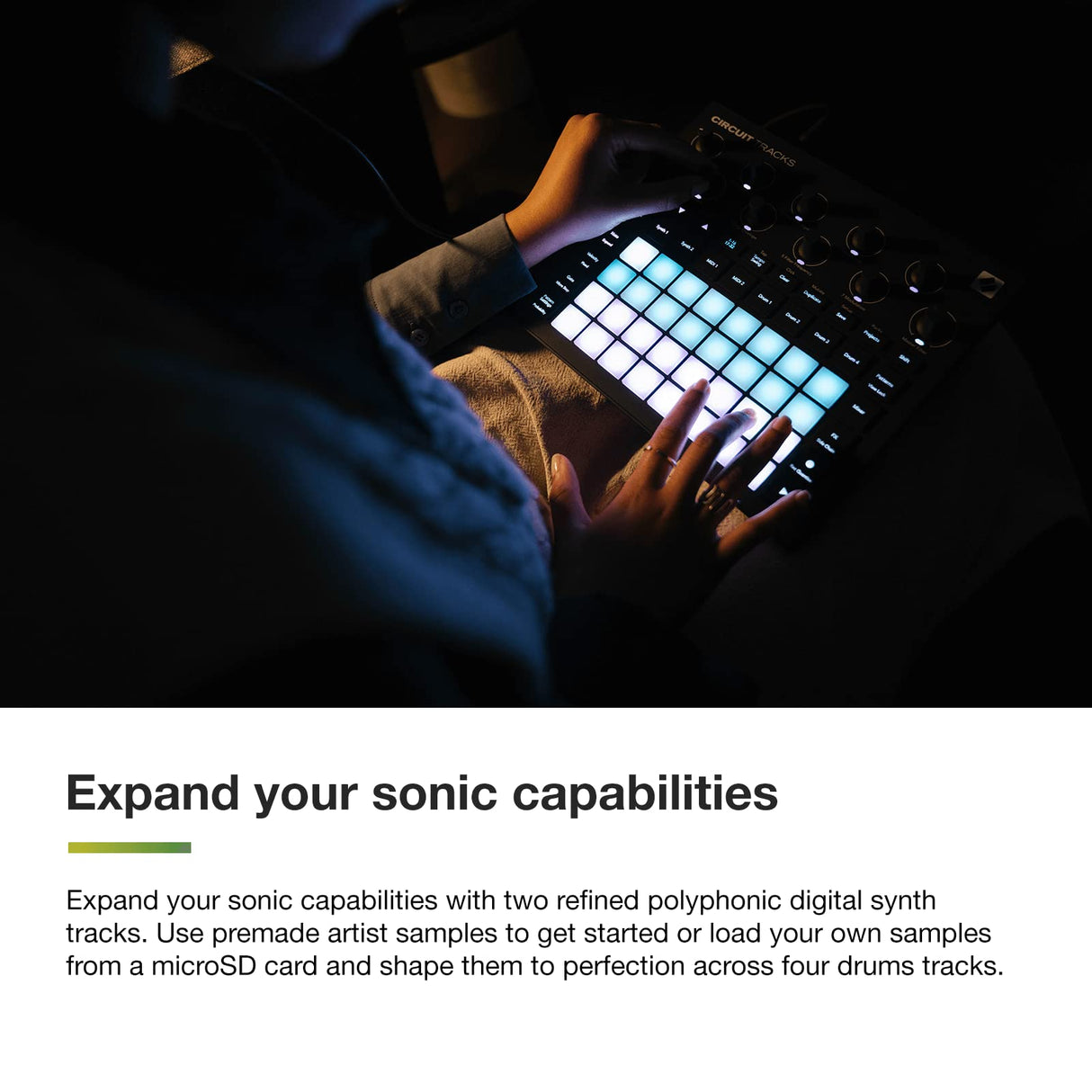 Novation Circuit Tracks de Novation: secuenciador Groovebox con pistas de sintetizador, percusión y MIDI para crear música electrónica.