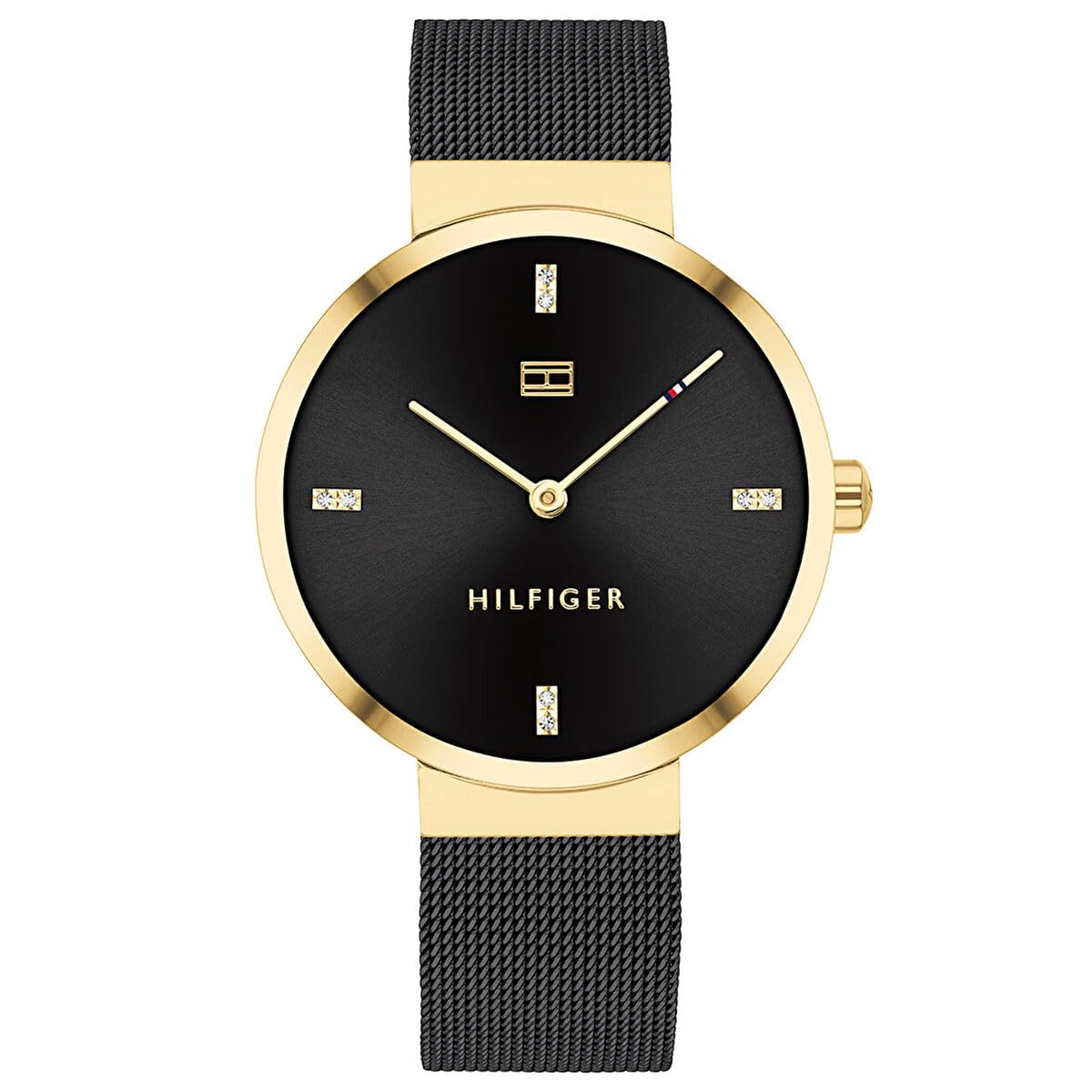 Tommy Hilfiger Reloj Analógico de Cuarzo para Mujer con Correa de Malla de Acero Inoxidable Negro - 1782216