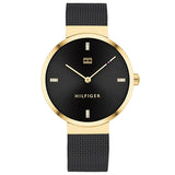 Tommy Hilfiger Reloj Analógico de Cuarzo para Mujer con Correa de Malla de Acero Inoxidable Negro - 1782216
