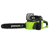 Greenworks Motosierra de batería GD40CS40 (Li-Ion 40V 11 m/s velocidad cadena 40cm longitud de espada 180ml volumen del depósito de aceite potente motor brushless sin batería y cargador)