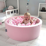 KiddyMoon 90X30cm/200 Bolas ∅ 7Cm Piscina De Bolas para Ninos Hecha En La UE, Rosa:Rosa Clr/Perla/Transparente