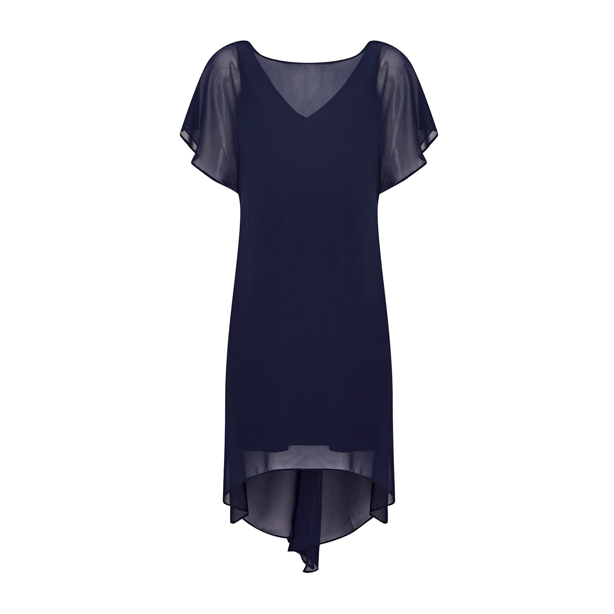 Adrianna Papell Chiffon Overlay Short Dress Vestido de cóctel, Azul Marino, XL para Mujer