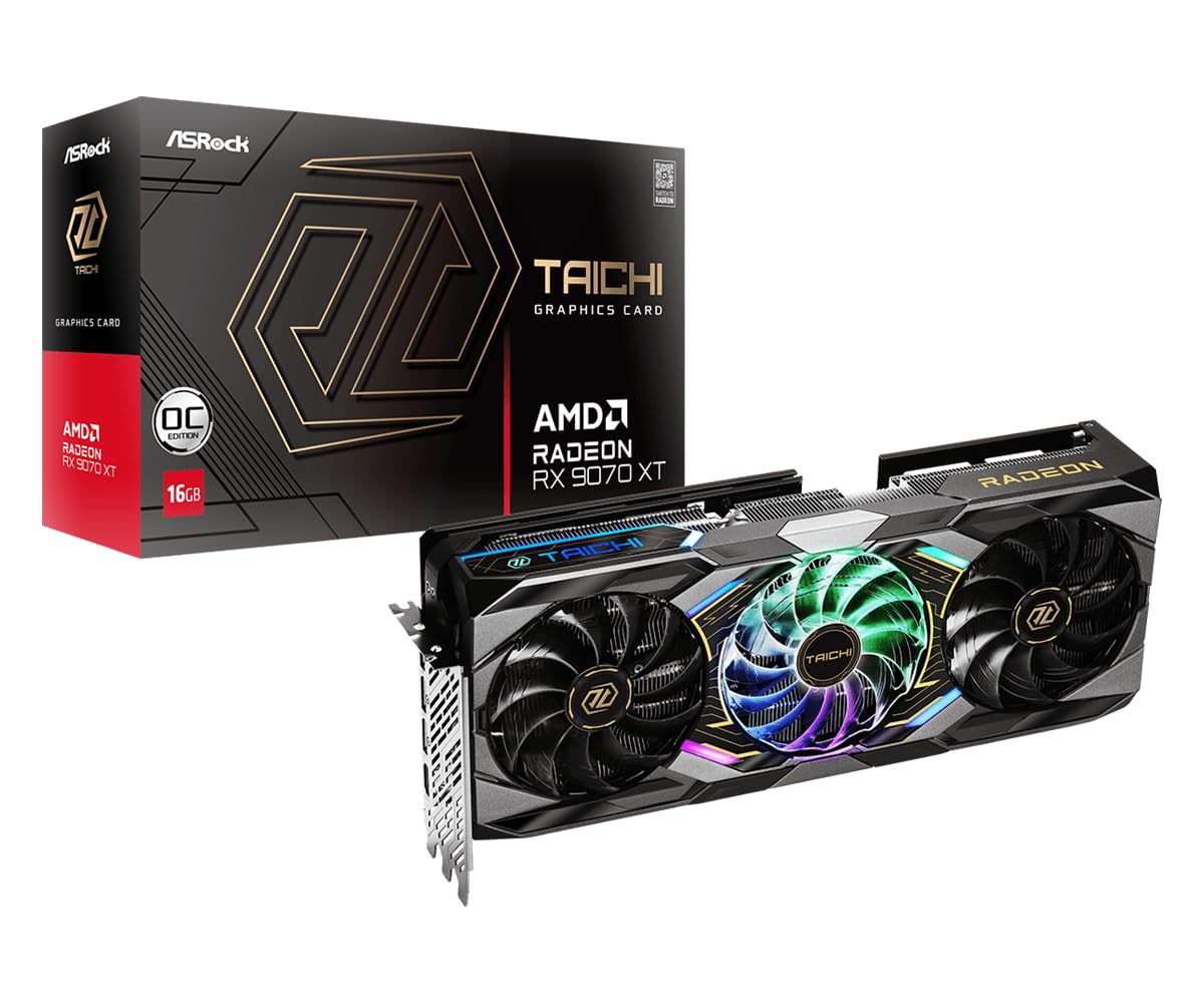 ASROCK VGA RX9070XT TC 16GO,AMD,RX9070XT,16GB,GDDR6,256BIT,2HDMI+2DP (3 Ventiladores)