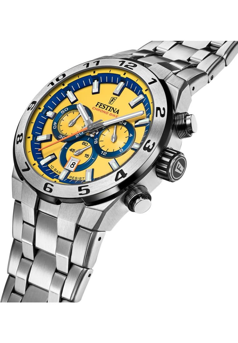 Festina Reloj Hombre F20670/4 Chrono Bike Caja de Acero Inoxidable 316l Plateado Correa de Acero Inoxidable 316l Plateado