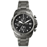 Fossil Reloj para hombre Bronson 44mm, movimiento de cuarzo cronógrafo, caja de acero inoxidable ahumado de 44mm con correa de acero inoxidable, FS5852