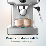 Cecotec Cafetera Express Barista Power Espresso 20 Barista Mini. 1465 W, 20 Bares, Manometro y ThermoblocK, Vaporizador Orientable y Brazo con Doble Salida, 1,8 L de Capacidad