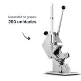 LACOR - 61200 - Clipadora para Alimentos, Atadora de Embutido, Grapadora para Embutidos, Acero Inoxidable, Capacidad de 200 Grapas, 37x15x58,5 cm