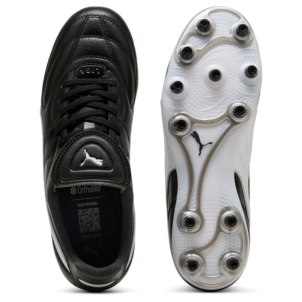 PUMA King Liga FG/AG, Soccer Shoe Unisex Adulto, Black White Silver, 40.5 EU