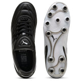 PUMA King Liga FG/AG, Soccer Shoe Unisex Adulto, Black White Silver, 40.5 EU