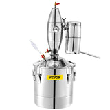VEVOR Destilador de Alcohol 30 L Alambique Destilación Alcohol de Acero Inoxidable 304 Destilador Moonshine 0-150 ℃ Destilador de Bebida para la Elaboración Casera de Vino Cerveza o Agua con Vinómetro