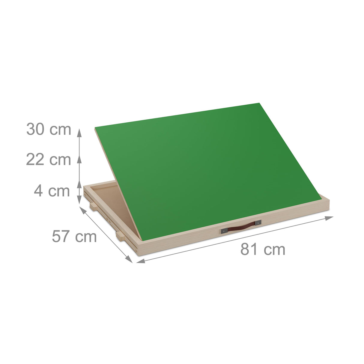 Relaxdays Tablero para Puzzles con 4 Cajones, Soporte Rompecabezas hasta 1000 Piezas, Inclinable, Madera, Natural/Verde, 4 x 81 x 57 cm