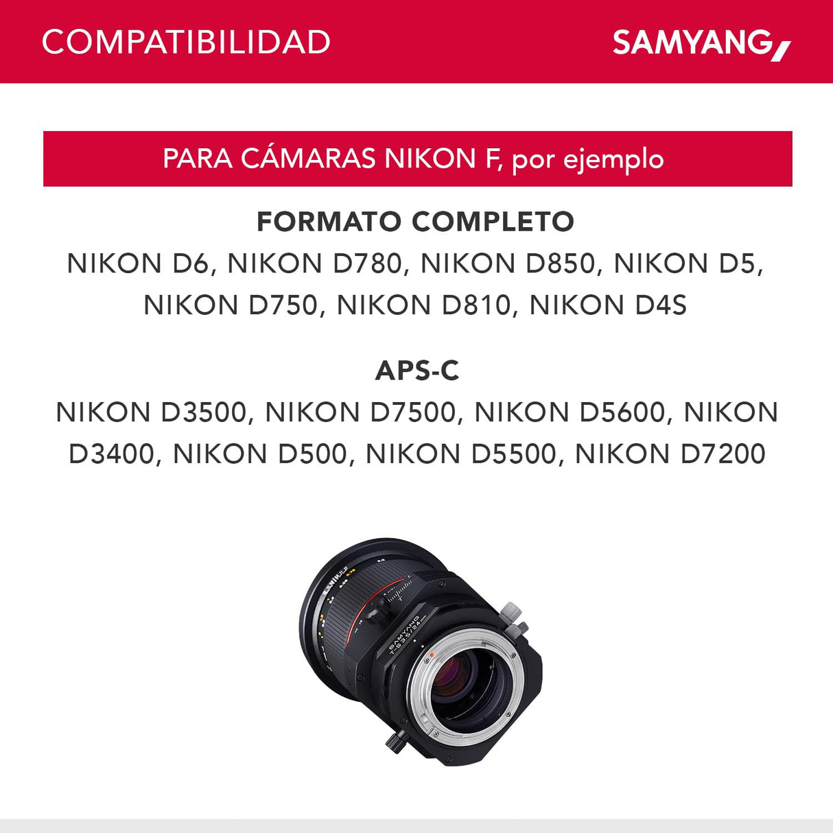 Samyang F1110903101 - Objetivo fotográfico DSLR para Nikon (Distancia Focal Fija 24mm, Apertura f/3.5-22 T/S ED AS UMC, diámetro Filtro: 82mm), Negro