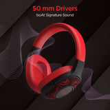 Boat Rockerz 550 - Auriculares inalámbricos Bluetooth con micrófono hasta 20 Horas de reproducción, Controladores de 50 mm, Almohadillas Acolchadas Suaves y Aislamiento físico de Ruido (Rojo)
