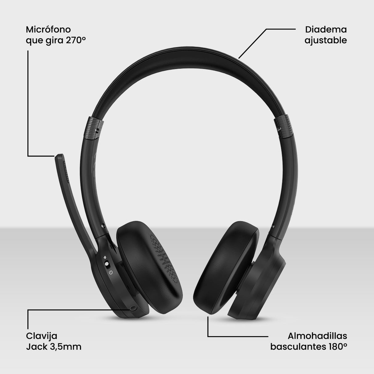 SPC Dreamer 2 Pro – Auriculares inalámbricos Bluetooth | 50h batería | Cancelación de Ruido (ENC) | Doble conexión simultánea | Google Fast Pair | Micrófono Integrado | Compatibles con Teams, Negro