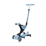 Globber - GO•UP Deluxe Lights Eco 360 - Patinete evolutivo de 3 Ruedas con Asiento Giratorio 360°, reposapiés, Luces LED y Materiales sostenibles, de 15 Meses a 6 años - arándano