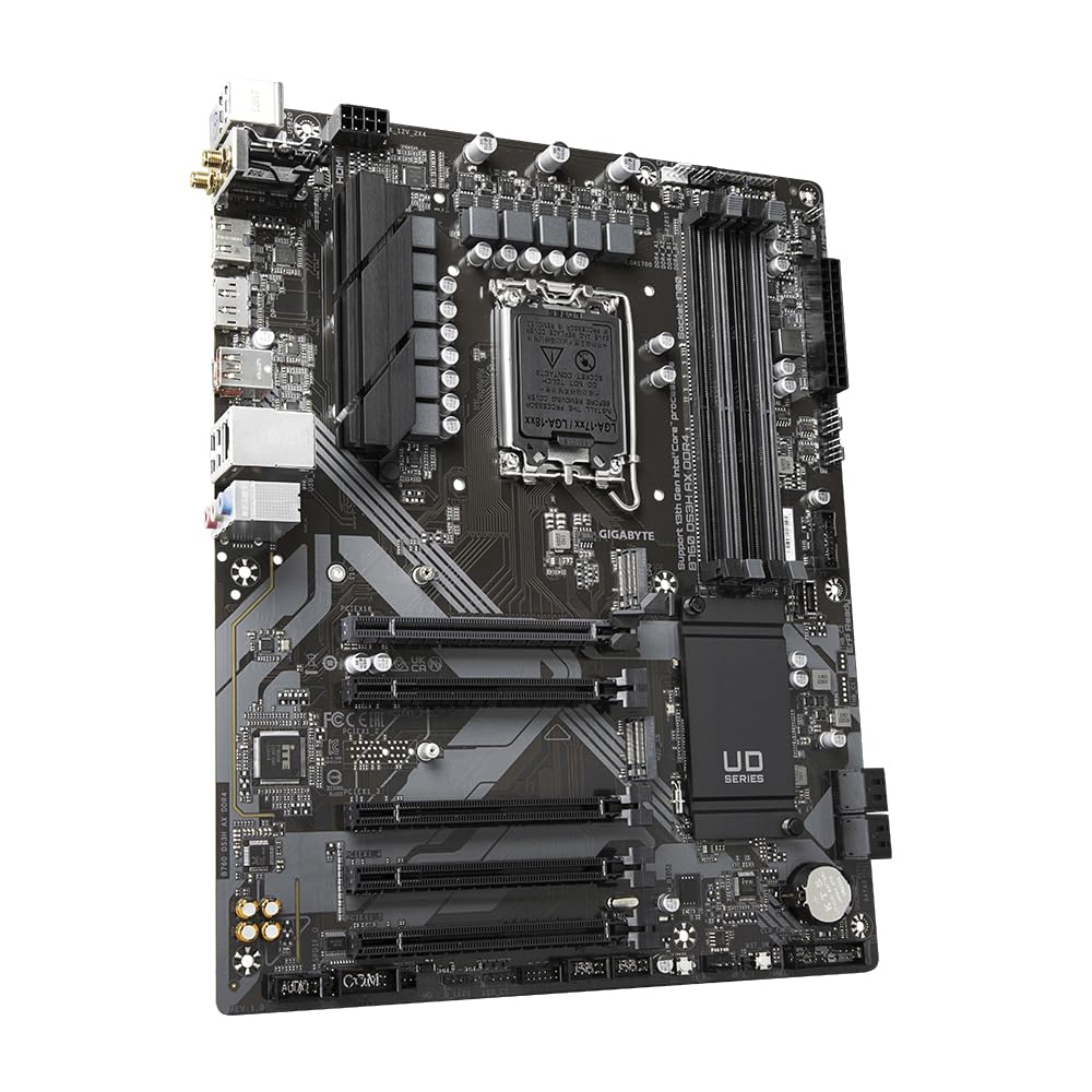 GIGABYTE B760 DS3H AX DDR4 Placa Base - Compatible con procesadores Intel Core de 14ª generación, VRM digital de 8+2+1 fases, hasta 5333MHz DDR4 (OC), 2x PCIe 4.0 M.2, Wi-Fi 6E, GbE LAN, USB 3.2 Gen 2