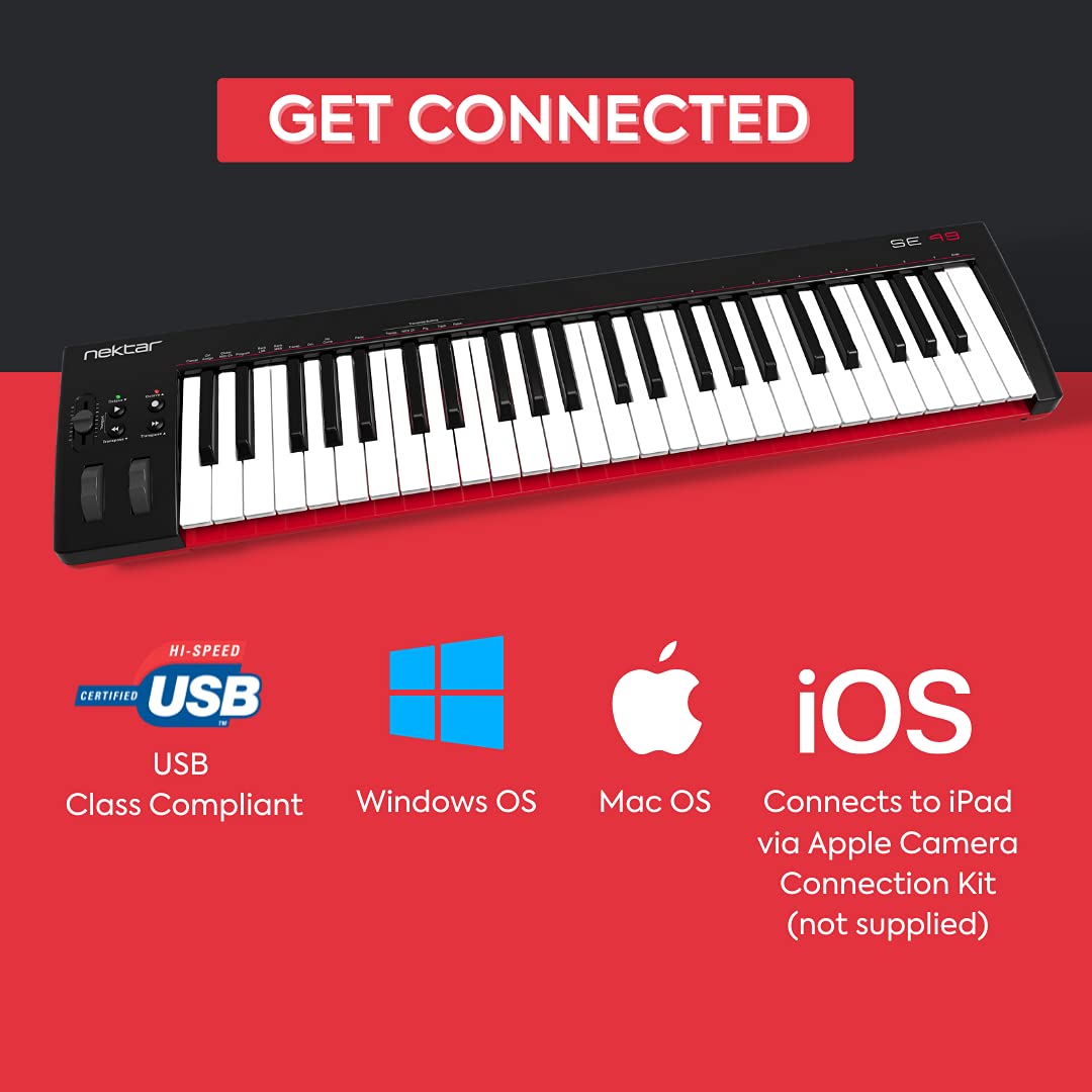 Nektar Controlador de teclado MIDI USB SE49 con integración Nektar DAW