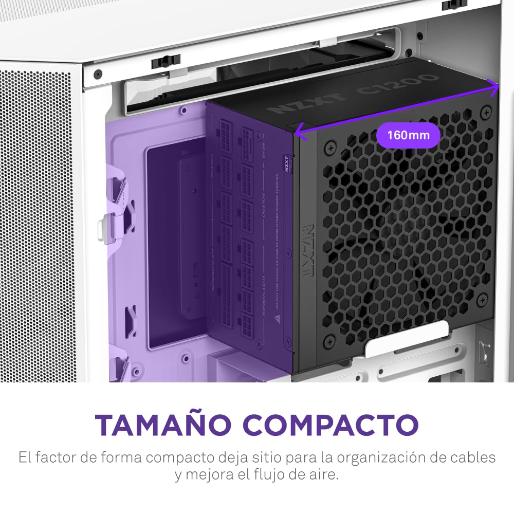 NZXT C1200 Gold ATX 3.1 - Fuente de alimentación para PC Gaming Totalmente Modular de bajo Ruido - 1200 W - 80 Plus Gold - Conector 2×6 de 12 V - Condensadores 100% japoneses - Negra
