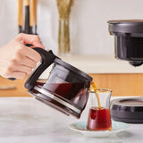 KARACA Hatır Plus Mod 5 en 1, 750 ml, té/café filtro y cafetera turca Black Copper, para café, té, leche y café turco, 1385 W, 5 + 5 tazas