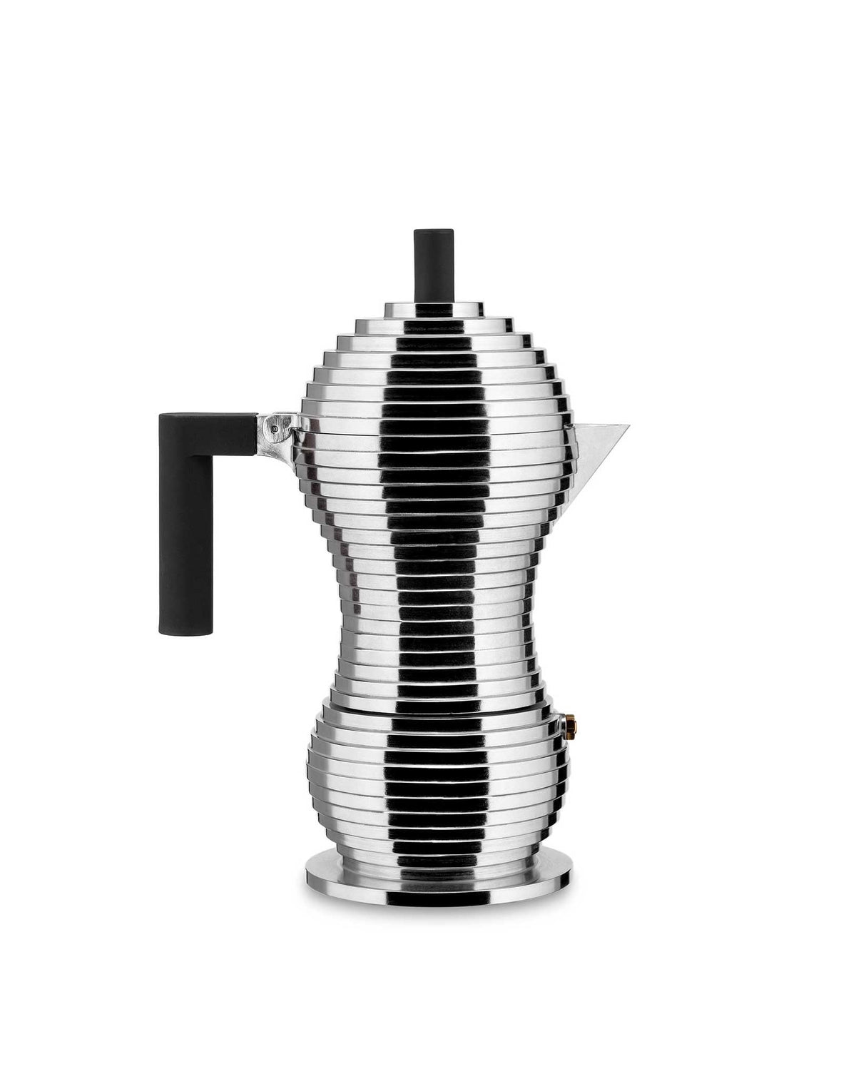 Alessi Pulcina MDL02/6BFM - Cafetera Espresso de Diseño, Mango y Pomo PA, Aluminio Fundido para Placa de Inducción, 6 Tazas, Negro