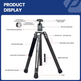 Fotopro Trípode de cámara de Viaje Ligero de 62 Pulgadas con monopod 360 Cabeza de Bola Extensible Estable 2.07 lbs trípode de Fibra de Carbono Profesional Ultraligero para cámara DSLR X-Aircross3