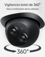 eufy Security Floodlight Camera E340 con Cable, Giro de 360° e inclinación, grabación ininterrumpida, cámara Doble, Compatible con HomeBase 3, Almacenamiento Local, sin cuota mensual