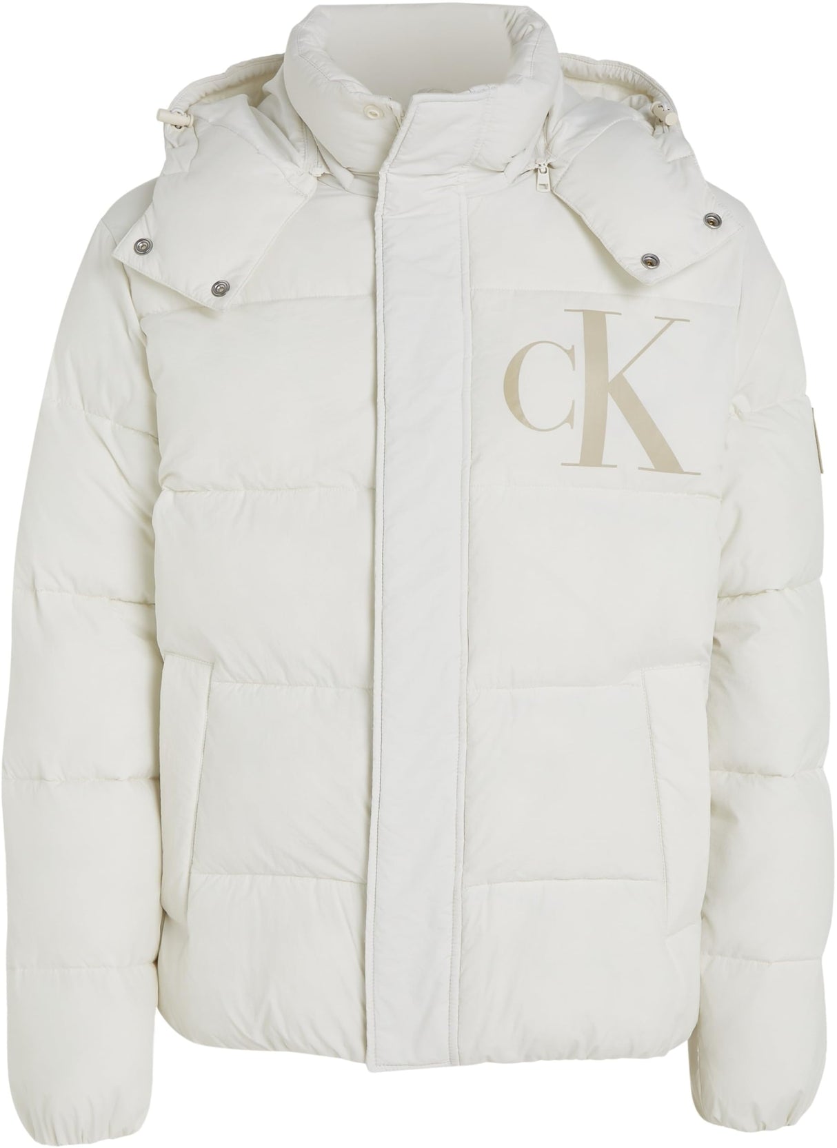 Calvin Klein Cazadora acolchada Hombre Essentials con capucha, Blanco (Ivory), XS