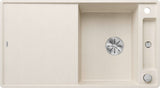 BLANCO AXIA III 5 S-F, SILGRANIT Softweiß, Tipo de montaje: empotrado, reversible, con tabla de cortar madera, armario inferior de 50, gran cuenca, superficie fácil de limpiar