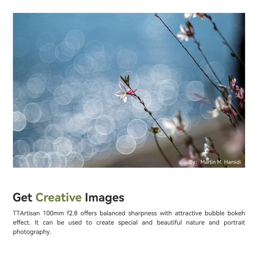 TTArtisan Lente de Cuerpo de Metal F2.8 (Bubble Bokeh) de 100 mm Compatible con Montura M42, Color Negro