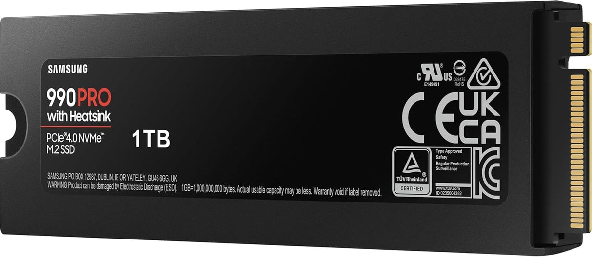 SAMSUNG SSD Interno 990 PRO 1TB PCIe 4.0 (hasta 7,450MB/s) NVMe M.2 (2280) (MZ-V9P1T0CW)