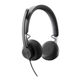 Logitech ZONE WIRED Headset Auricular profesional con micrófono cancelador de prestaciones superiores, conexión por cable con conector USB-A y USB-C, audio de alta fidelidad, Certificado UC- Grafito