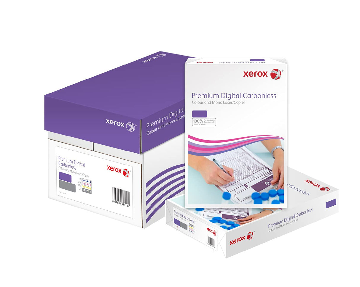 Xerox 003R99107 Premium Digital - Papel autocopiante, 2 copias por hoja, clasificadas por caja, 5 paquetes, color blanco y amarillo