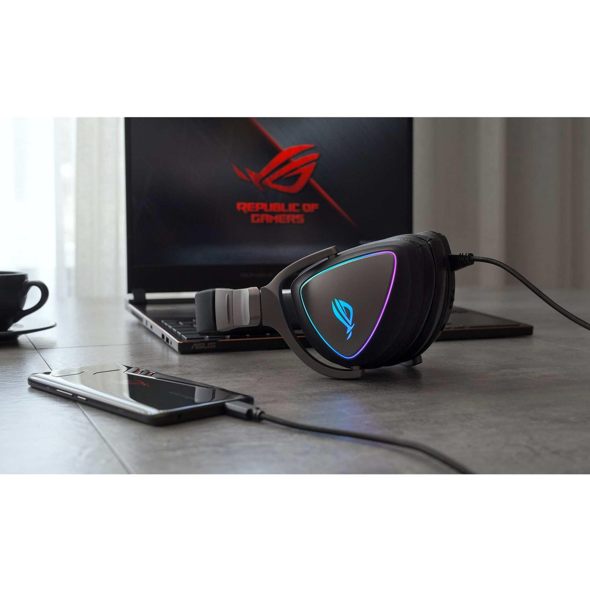 ASUS ROG Delta RGB Gaming Headset with Hi-Res ESS Quad-DAC, Circular RGB Lighting Effect and USB-C Connector for PCs, Consoles and Mobile Gaming, BLACK